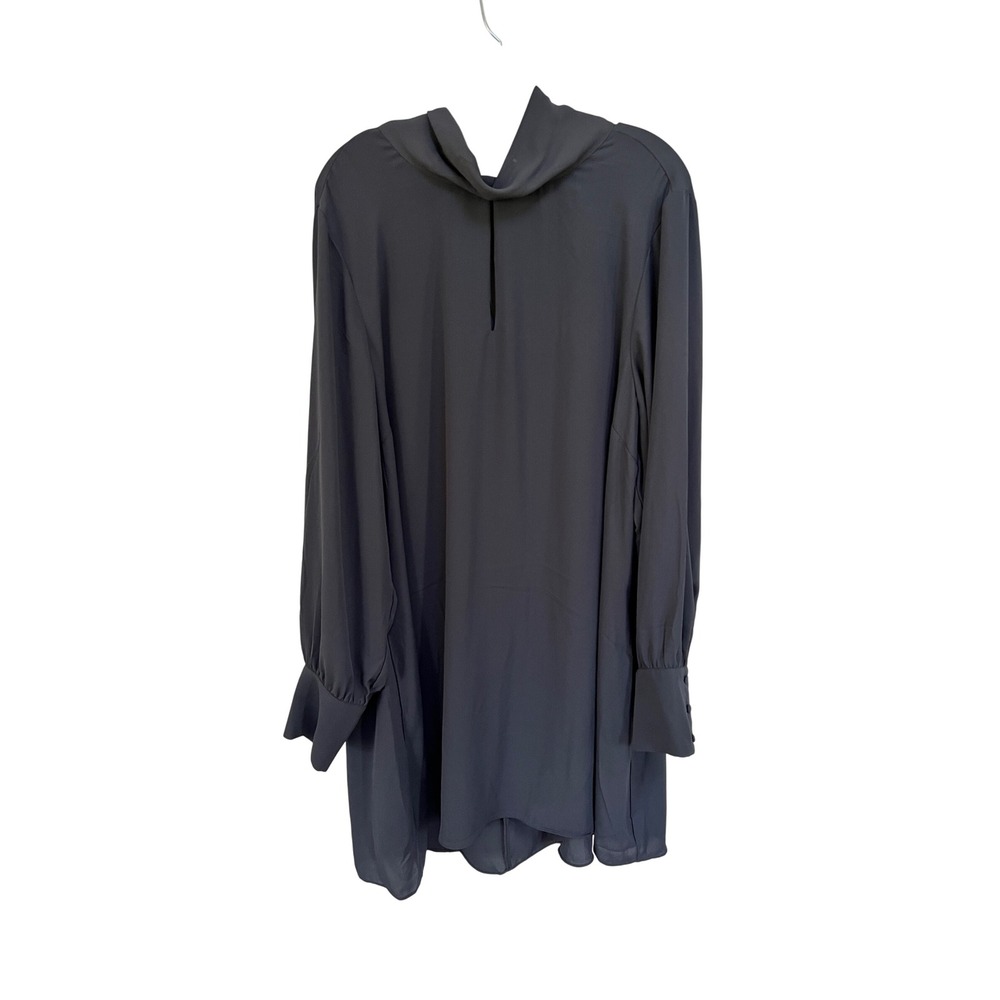 NWT City Chic Tunic Neck Tie Dress Slate Grey Long Sleeve Bow Neck 00204369 L 20 - Picture 3 of 6